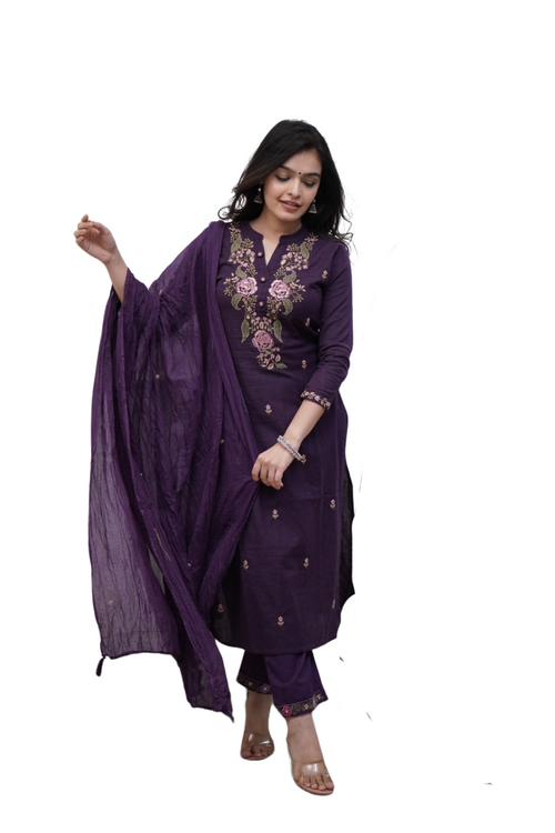 Bloom in Style ?  Cotton Dress with Delicate Embroidery & Print(XL)